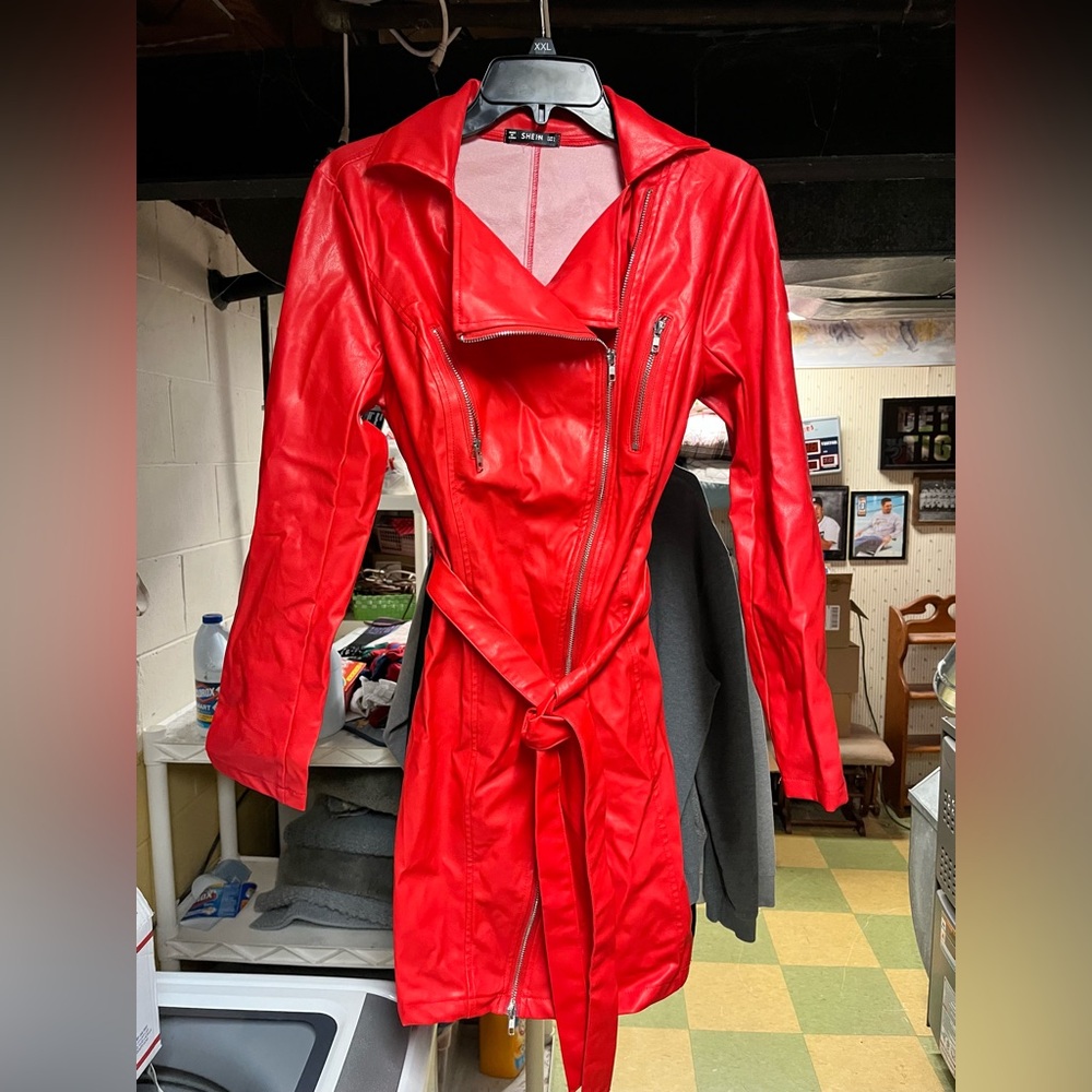 SHEIN Red Trench Coat